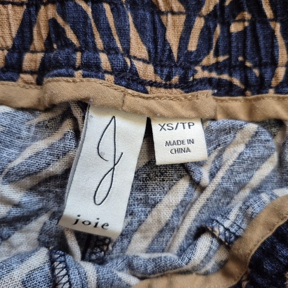 Joie Linen Blend Blue Beige Wide Leg Zebra Print Pants – Size XS - Picture 3 of 5